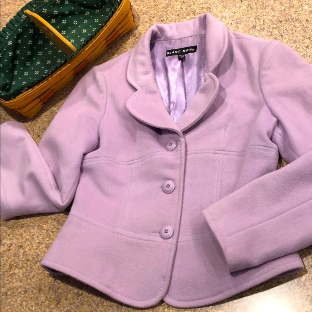 Blanc Noir Lavender Angora Wool Blend Jacket